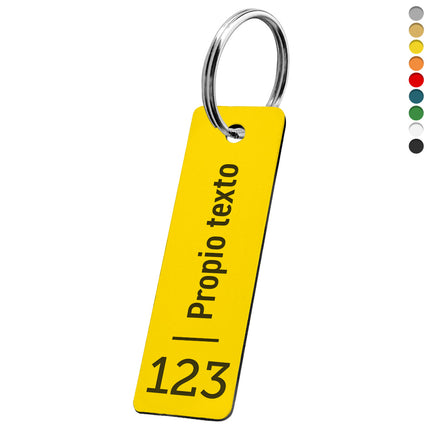 Llavero rectangular de acrilico con texto y numeracion - Por unidad
