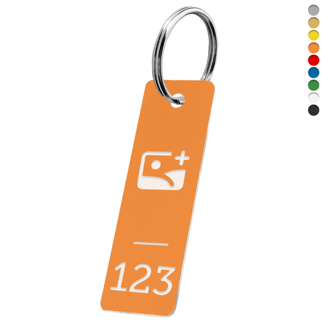 Llavero rectangular de acrilico con logotipo y numeracion - Por unidad