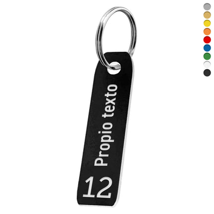 Llavero rectangular de acrílico con texto y numeración – Por unidad