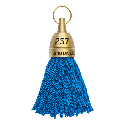 Llavero para hotel Philadelphia de laton grabado con borlon azul - Por unidad
