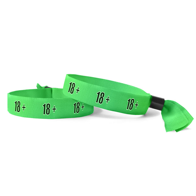 Pulseras de tela 18+ verde - 100 unidades