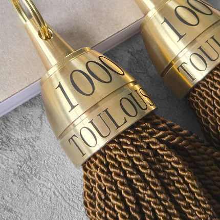 Llavero para hotel Philadelphia de laton grabado con borlon marron - Por unidad