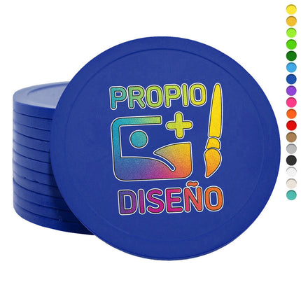 Fichas de plastico XXL personalizadas Ø70  mm - 50 unidades