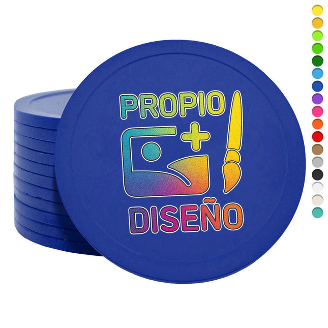 Fichas de plastico XXL personalizadas Ø70  mm - 50 unidades