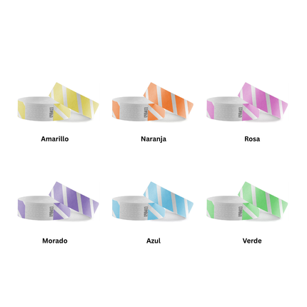 Pulseras Tyvek rayadas personalizable  - 1000 unidades