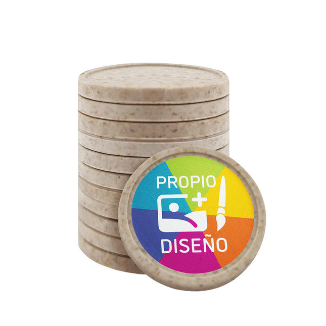 Fichas de carrito de la compra de fibra de madera €1  personalizadas - 100 unidades